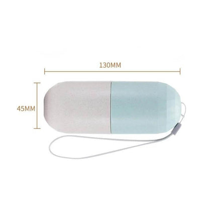 Wheat Straw Pill Storage Box 7 Day Sealed Organizer compact grain-fiber 7-compartment pill box with wrist strap, 130mm x 45mm for travel and daily vitamins