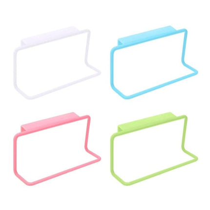 White Cabinet Door Towel Rack for Kitchen and Bath - compact PP hook-on towel holder in white, blue, pink, and green for cabinets, apartments