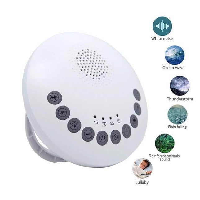 White Noise Sleep Aid Device For Baby Soothes Nighttime - compact white noise machine with six sounds, timer and travel-friendly design