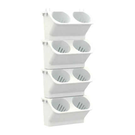 White Vertical Wall Plant Pot For Indoor Decor 24x14x57 cm - white vertical resin hanging planter with four stacked double pots for indoor spaces