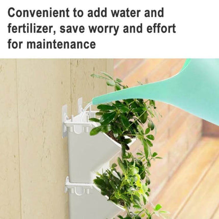 White Vertical Wall Plant Pot For Indoor Decor 24x14x57 cm vertical resin planter mounted on wall with watering spout for easy maintenance