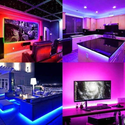WiFi RGB LED Strip Light Controller Alexa Compatible - living room, kitchen, outdoor patio and desk with vibrant color-changing LED accent lighting