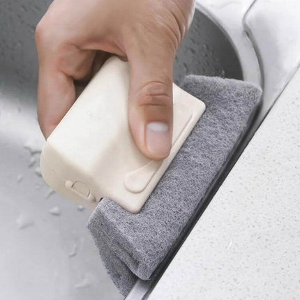 Window Groove Cleaning Brush With Fixed Brush Head cleaning narrow window groove with PP handle and scrubbing pad for wet or dry use