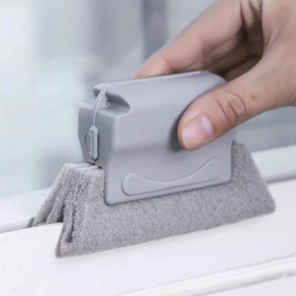 Window Groove Cleaning Brush With Fixed Brush Head cleaning narrow window track with PP handle and scrubbing pad for dusting and wet scrubbing