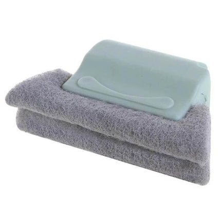 Window Groove Cleaning Brush With Fixed Brush Head - compact PP-handle scrubber with fixed head and scrubbing pad for narrow grooves and vents