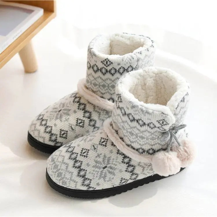 Winter High-Top Cotton Slippers With Heel Velvet Thick-Soled