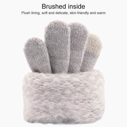 Winter Touch Screen Gloves Unisex Everyday Warm Mittens plush brushed inside lining gray knit touchscreen adult mittens