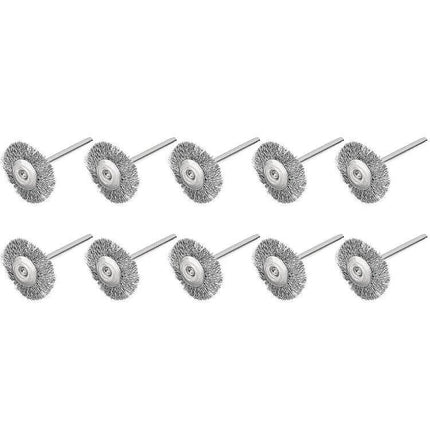 Wire Brush Set for Metal Descaling and Polishing Pen Shape – ten steel-bristle pen-style wheel brushes for rust, paint and burr removal on small metal parts