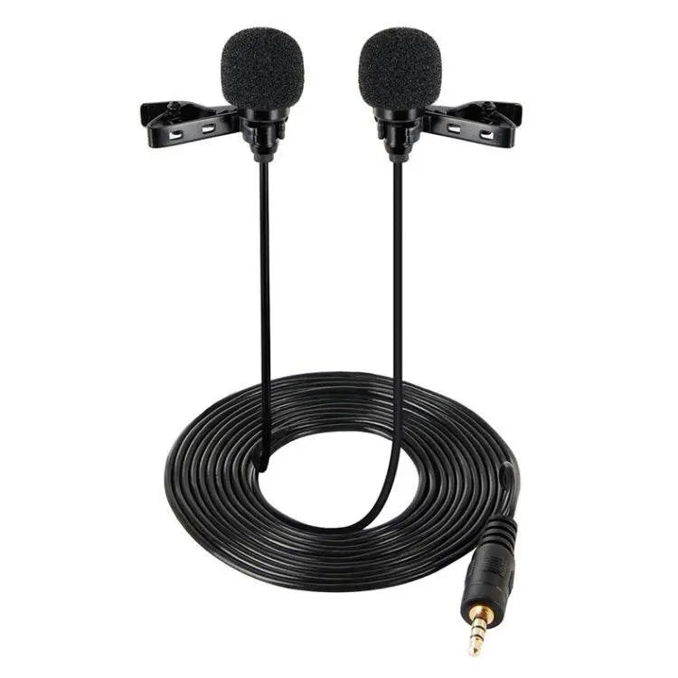 Wired Lavalier Microphone Condenser Double Head For Two People 