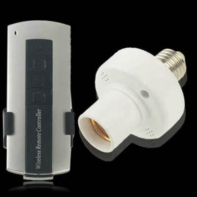 Wireless Remote Lamp 360-Degree Full Range For Living Room - white/grey remote and E26 socket adapter shown