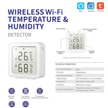 Wireless Smart Digital Home Thermometer for Remote Monitoring - WiFi temperature and humidity detector with large LCD for nursery greenhouse cellar