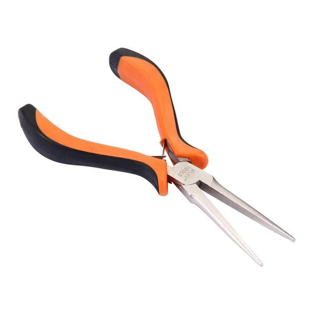 WLXY 4.5-Inch Needle-Nose Pliers For Electronics Repair - compact 4.5-inch needle-nose pliers with slim jaws and orange comfort grip for precision electronics work