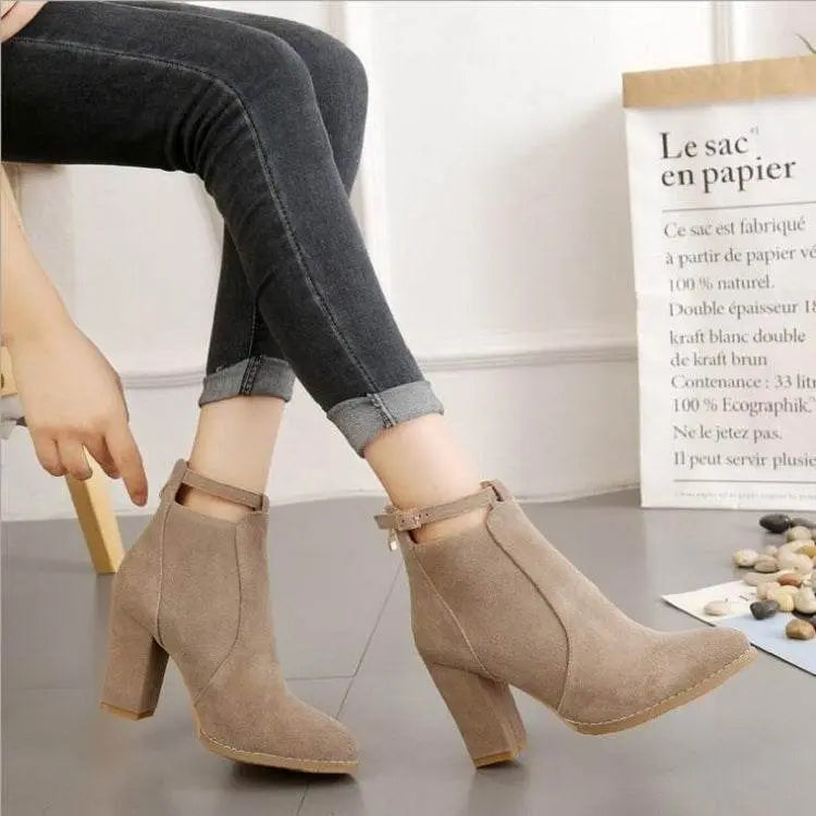 Women Shoes Suede Boots Pointed High Heels Size 35-39 Stylish Elegance