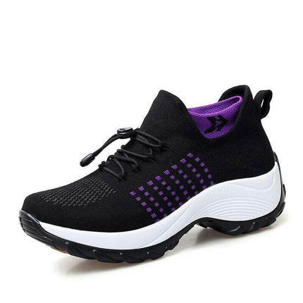 Women's Slip-On Breathable Knit Walking Shoes, Large Size Low Cut - breathable knit slip-on walking shoe for city walks and travel