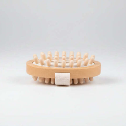 Wooden Body Massage Brush For Daily Home Relaxation And Self Care - ergonomic natural wood hand-held massage brush for pre-shower muscle relaxation and skin prep