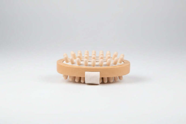 Wooden Body Massage Brush For Daily Home Relaxation And Self Care - ergonomic natural wood hand-held massage brush for pre-shower muscle relaxation and skin prep