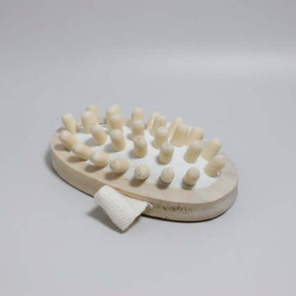 Wooden Body Massage Brush For Daily Home Relaxation And Self Care with ergonomic natural wood handle and massage knobs, 13x7x3.5 cm