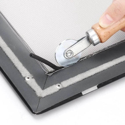 Wooden Handle Window Spline Roller For Screen Install pressing spline into window screen frame with wooden handle and steel roller