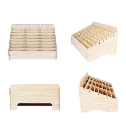 Wooden Phone Organizer Desk 24-Grid White Oak 2-Pack - natural white oak 24-grid wooden trays for phone LCDs, PCBs, jewelry and small tools