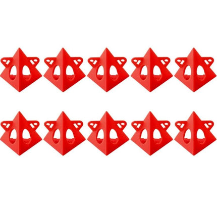 Woodworking Paint Pyramid Stand 10 Pack For Painting Projects red plastic conical supports shown in two rows