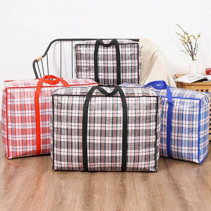 Woven Storage Bags for Clothes and Quilts 68x50x24cm large plaid storage bag for quilts clothes with waterproof woven PP