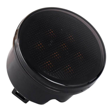 Wrangler Plum Blossom Yellow LED Turn Signals 2 Pack front plug-in LED signal lamp showing round smoked lens and ABS housing