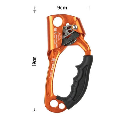 XINDA Rope Gripper For 8-12mm Rope, Handheld Climbing Safety orange aluminum handheld ascender with spiny grip, 19cm x 9cm, rubber handle for wet and icy conditions