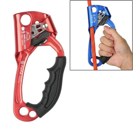 XINDA Rope Gripper For 8-12mm Rope, Handheld Climbing Safety - red handheld rope gripper with spiny drain groove for wet, icy, muddy rope work