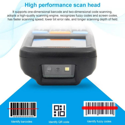 NEWSCAN Wireless Barcode Scanner for Inventory Use front view showing high performance scan head capturing 1D and 2D barcodes