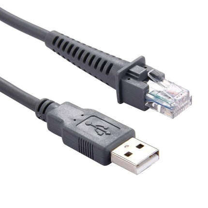 2 Meter USB A Male to RJ45 Cable for Barcode Scanners – gray USB A to RJ45 connector cable for Motorola Symbol LS2208 and similar scanners