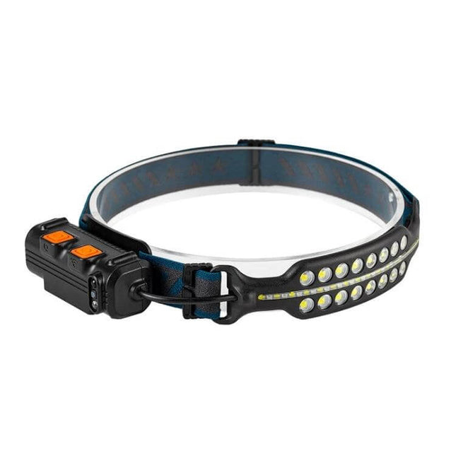 XPG+COB Induction Headlamp Type-C Rechargeable For Outdoors with dual-LED array, red night LEDs, 1200mAh built-in battery, adjustable strap