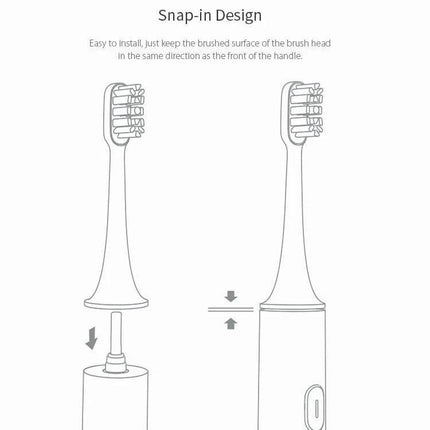 Xiaomi Mijia 3 Pack Sensitive Electric Toothbrush Heads replacement snap-in design showing gentle soft-bristle head installation for sensitive gums