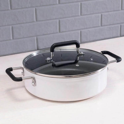 Xiaomi Mijia 4L Stockpot For Everyday Cooking white aluminum alloy stockpot with glass lid and black handles