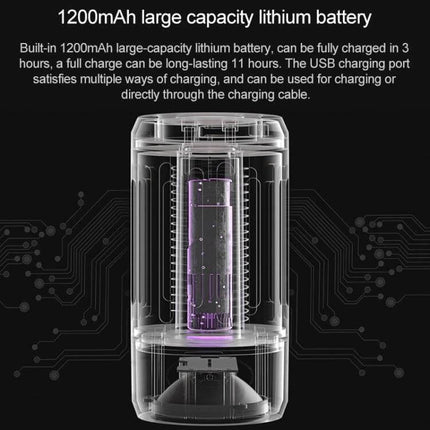 Xiaomi Youpin Portable LED Mosquito Killer Electric Shock showing internal 1200mAh lithium battery and USB charging details