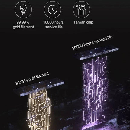 Xiaomi Youpin Portable LED Mosquito Killer Electric Shock shown with icons for 99.99% gold filament, 10000 hours service life and Taiwan chip