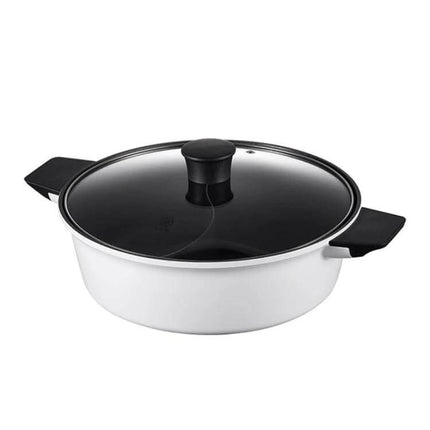 Xiaomi Zhiwu Soup Pot 4L For Everyday Soups And Meals white nonstick 4L pot with glass lid and side handles for family cooking