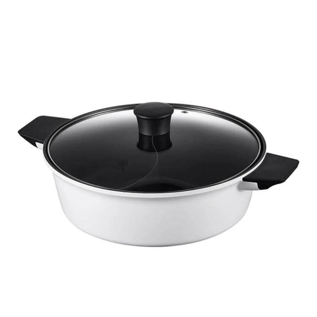 Xiaomi Zhiwu Soup Pot 4L For Everyday Soups And Meals white nonstick 4L pot with glass lid and side handles for family cooking