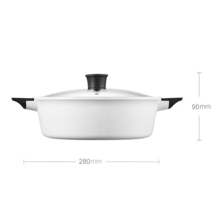 Xiaomi Zhiwu Soup Pot 4L For Everyday Soups And Meals white 4L nonstick pot with lid, 280mm diameter, 90mm height, family-size soup and stew cooker