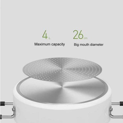 Xiaomi Mijia 4L Stockpot For Everyday Cooking - 4L capacity, 26cm wide mouth, flat dual-layer bottom for even heating on induction