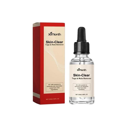 Ximonth 20ml Mole And Wart Remover Liquid For Skin in clear dropper bottle with red box, Skin-Clear mole and wart remover 20ml