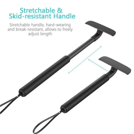 XPREEN Back Shaver With Stretchable Handle For Easy Back Hair Removal showing two stretchable skid-resistant handles and stainless steel blade for reach and control