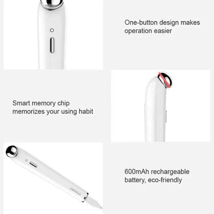 Xpreen Eye Massager For Eye Strain Relief With Gentle Heat - white compact device with one-button design, 3-speed heat, blue light, 600mAh rechargeable