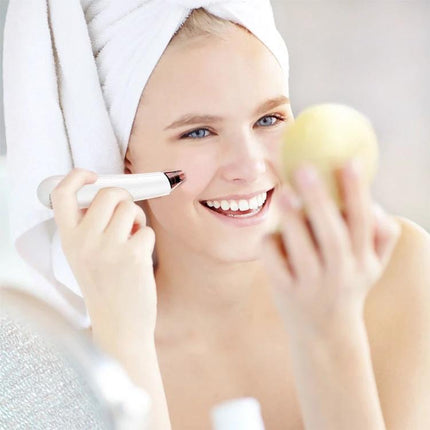 Xpreen Pore Cleanser For Home Facial With LED Screen used on smiling woman with towel turban for at-home pore and blackhead treatment