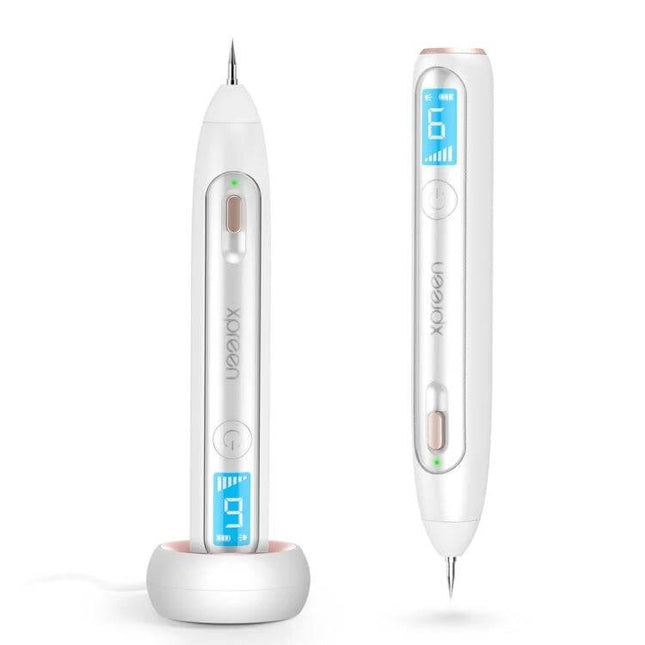 XPREEN XPRE051 Wireless Spot Eraser Pen With LED Spotlight showing pen with LED screen and tip in charging stand