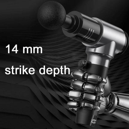 Y10 Fitness Massage Fascia Muscle Vibration Massager 7 Speed showing 14 mm strike depth handheld percussive massager for deep tissue recovery