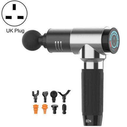 Y10 Fitness Massage Fascia Muscle Vibration Massager 7 Speed handheld deep tissue percussion gun with 7 heads and LED display, UK plug