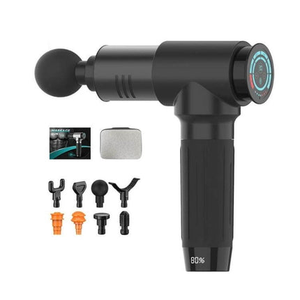 Y10 Fitness Massage Fascia Muscle Vibration Massager 7 Speed handheld deep tissue percussion gun with seven attachments and carrying case