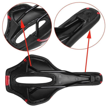 YAFEE Mountain Bike Saddle Ventilated Hollow For Daily Rides - black ventilated hollow saddle, narrow nose, widened rear edge, breathable PVC polyurethane design