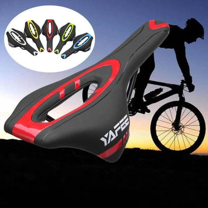 YAFEE Mountain Bike Saddle Ventilated Hollow For Daily Rides - black red ventilated saddle with hollow center for comfort and airflow