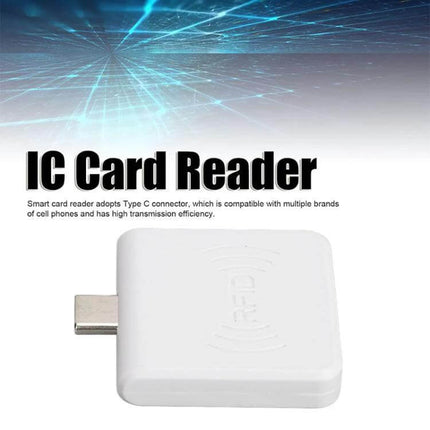 Type-C RFID Card Reader for Mobile Phone IC Cards white Type-C IC card reader connected to Android phone for quick ID and access badge scanning